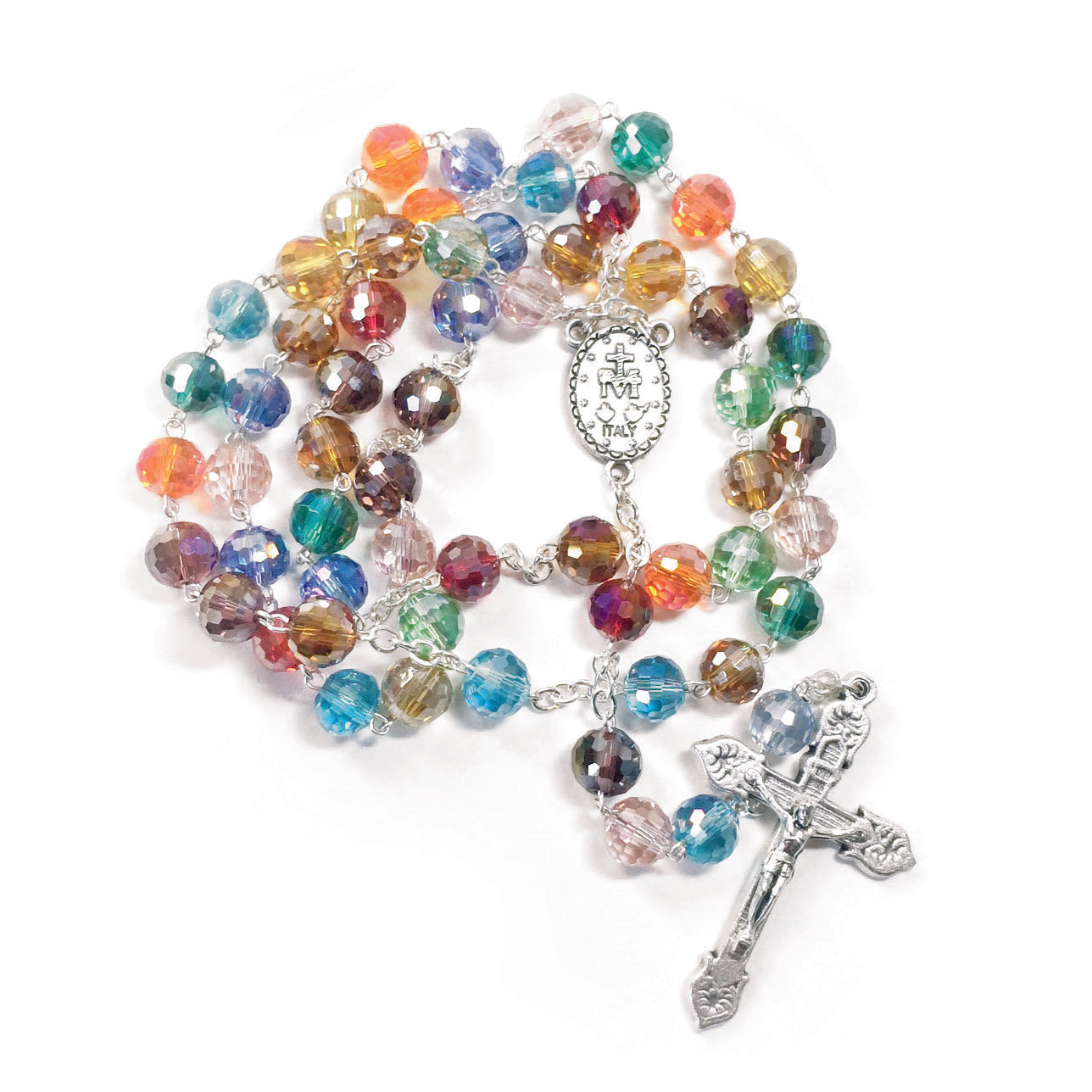 Multicolored crystal pearl rosary