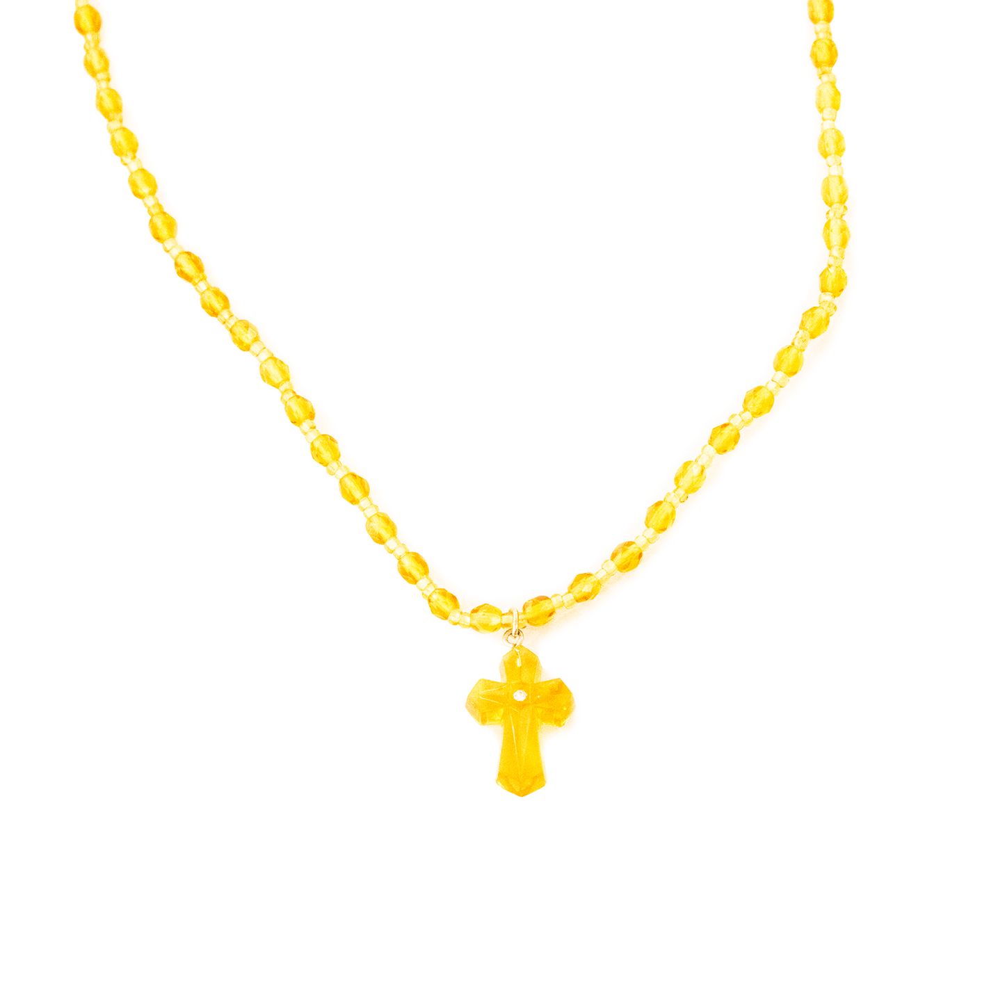 Amber Necklace with Cross