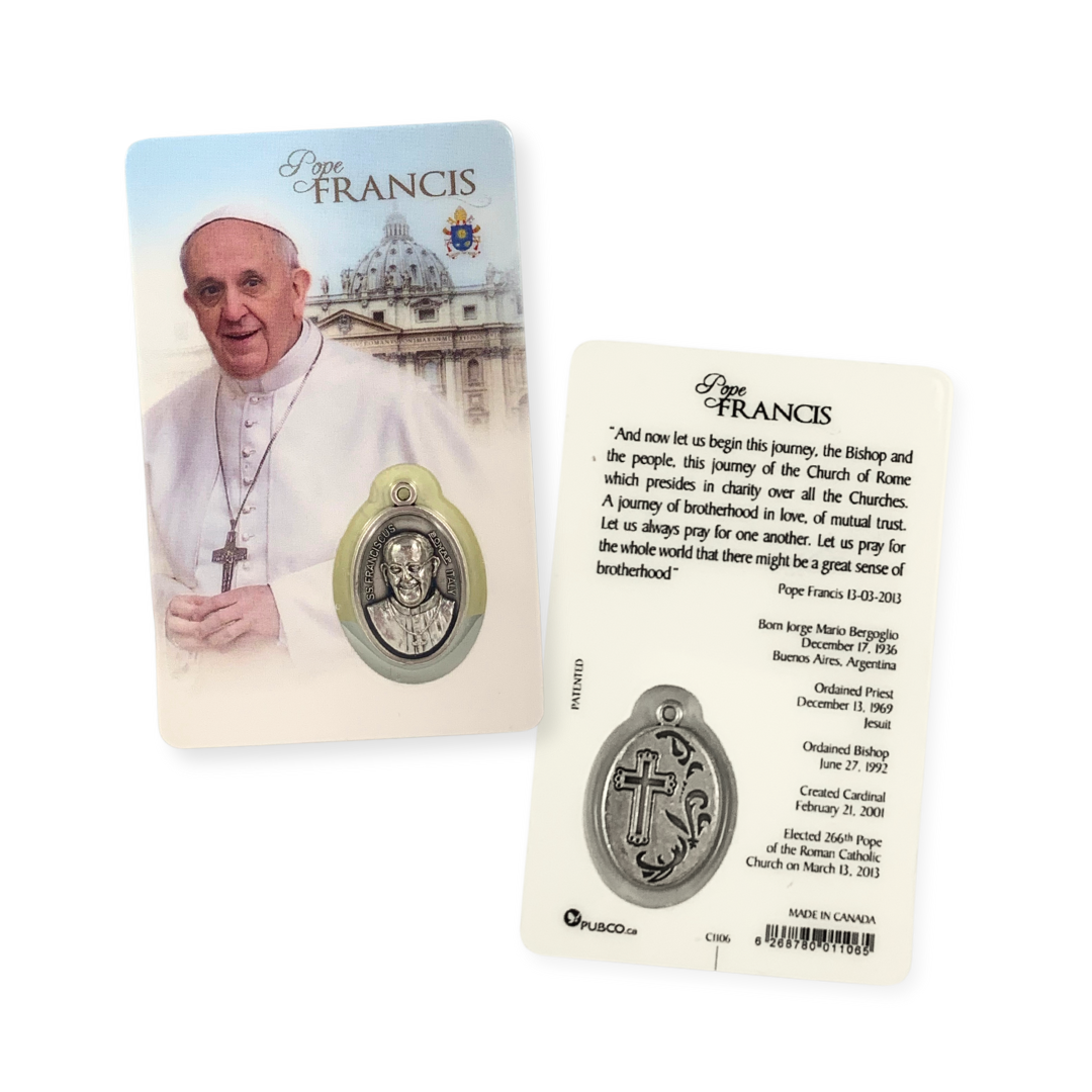 Pope Francis Prayer Card with Medal