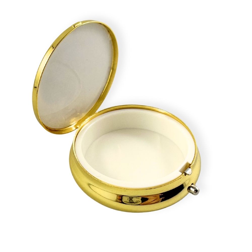 Golden pyx for communion host blue model