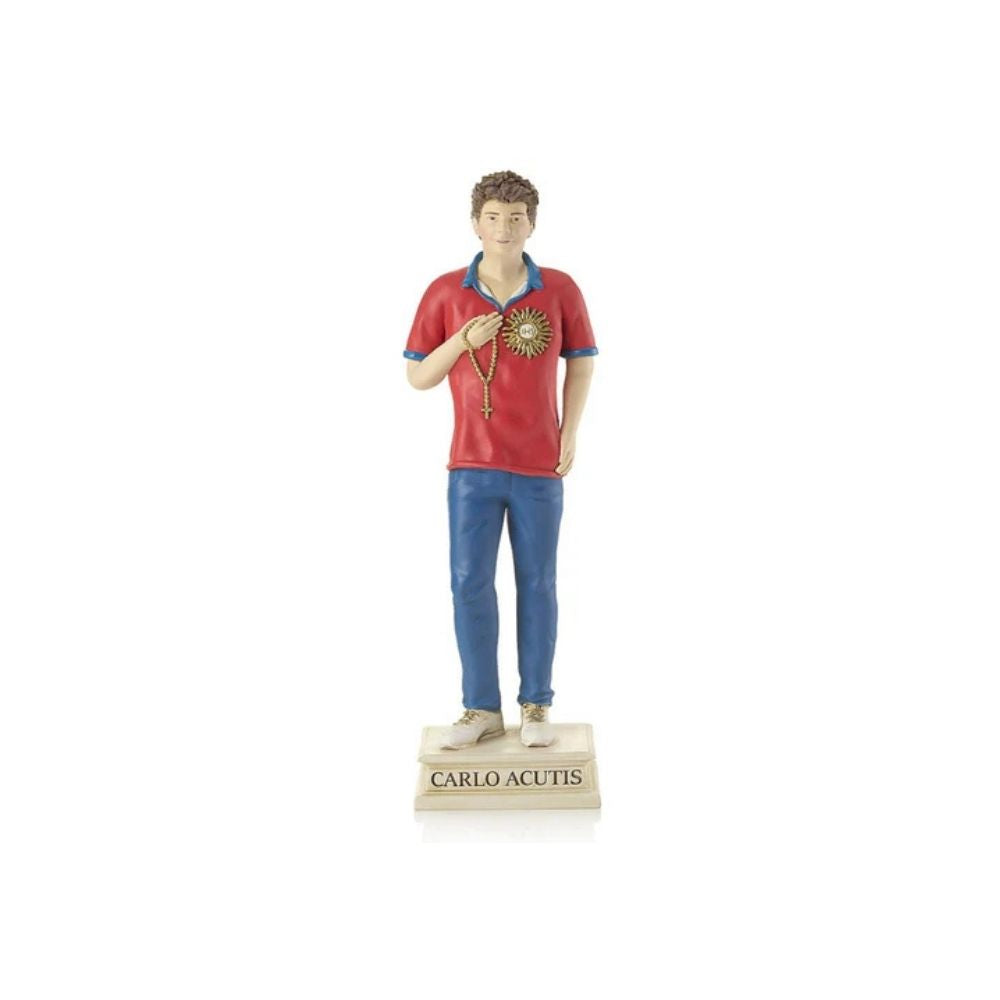 Colored Resin Statue of Carlo Acutis 8"