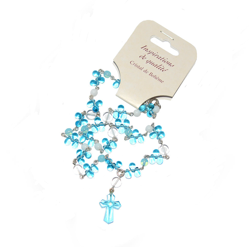 17" Turquoise Beaded Necklace with Cross