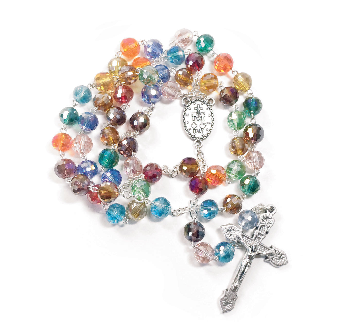 Multicolored crystal pearl rosary