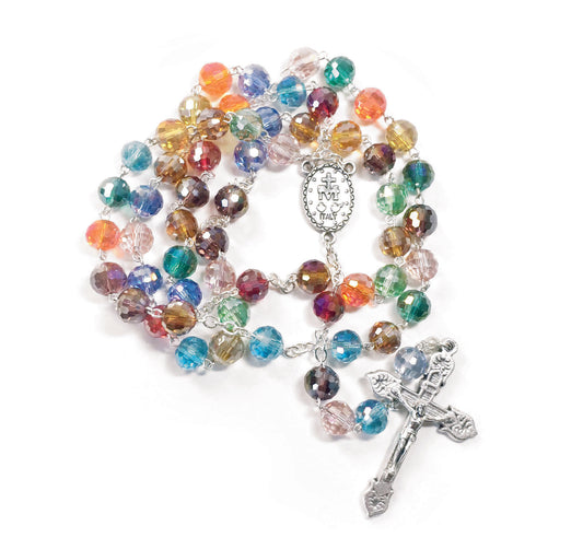 Multicolored crystal pearl rosary