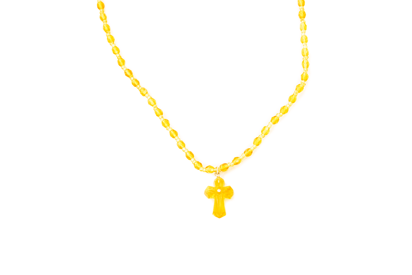 Amber Necklace with Cross