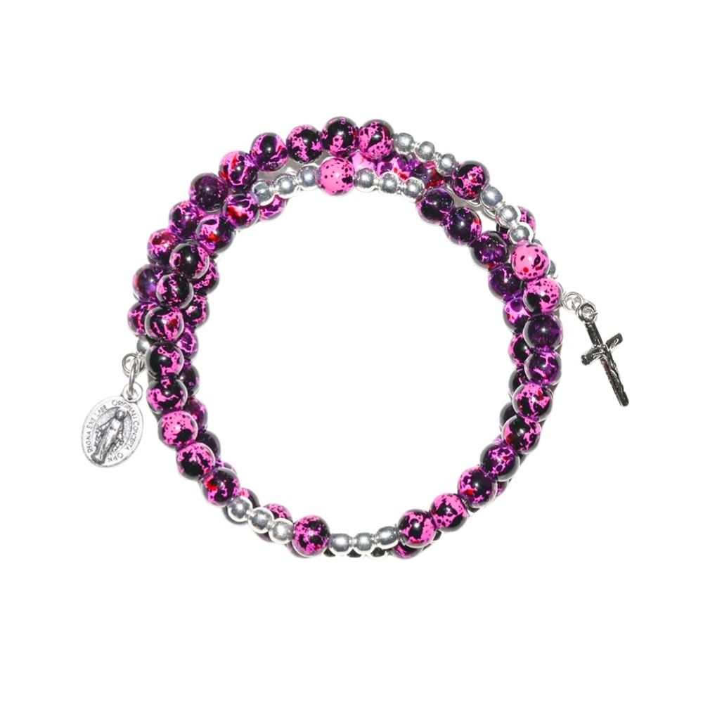 Pink wrap rosary bracelet