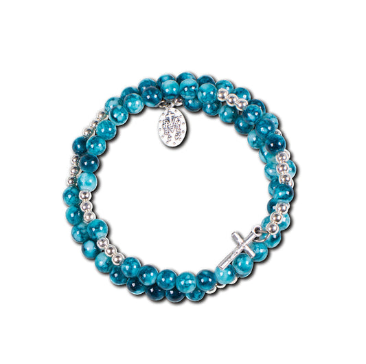 Rosary bracelet with blue beads