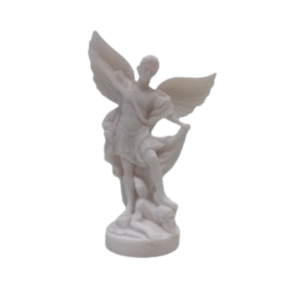 4" St. Michael statue in alabaster