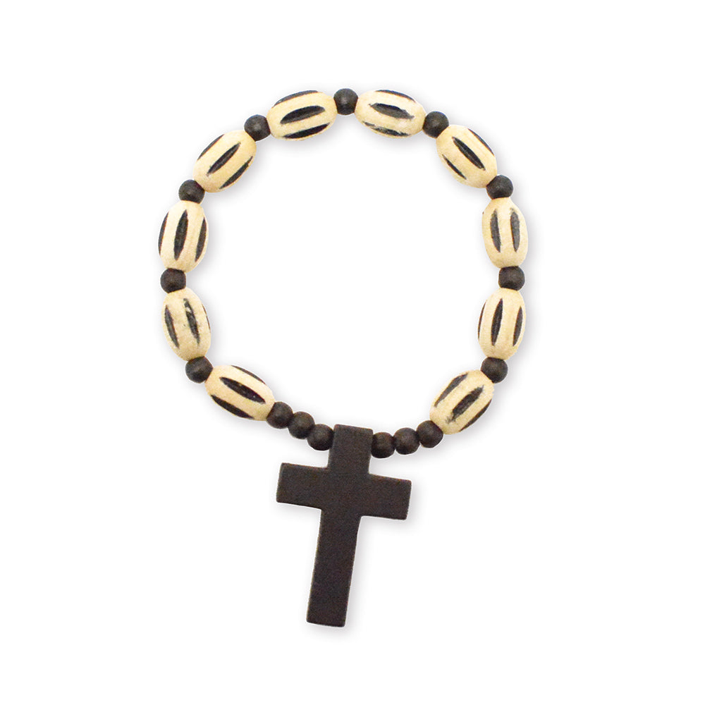 Black wooden bracelet with cross