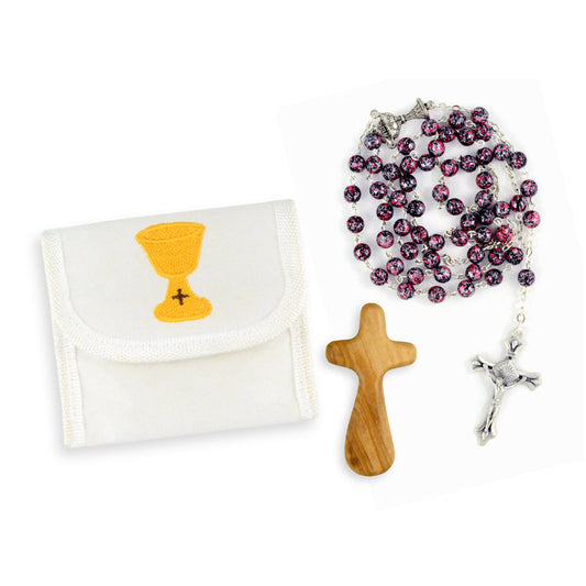 First Communion Set with Pink Rosary