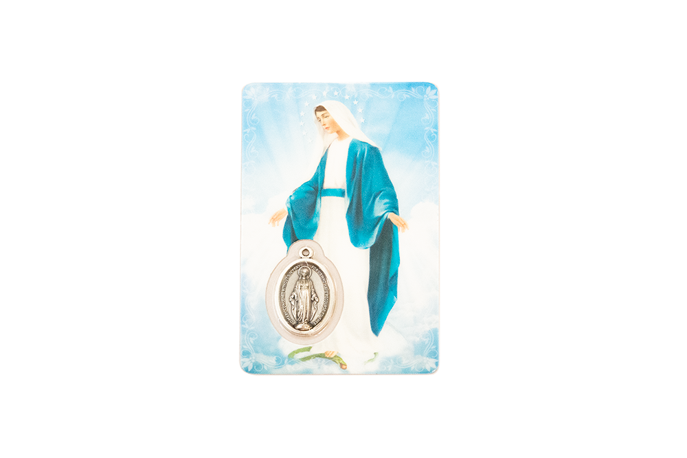 Hail Mary Prayer Card with Medal