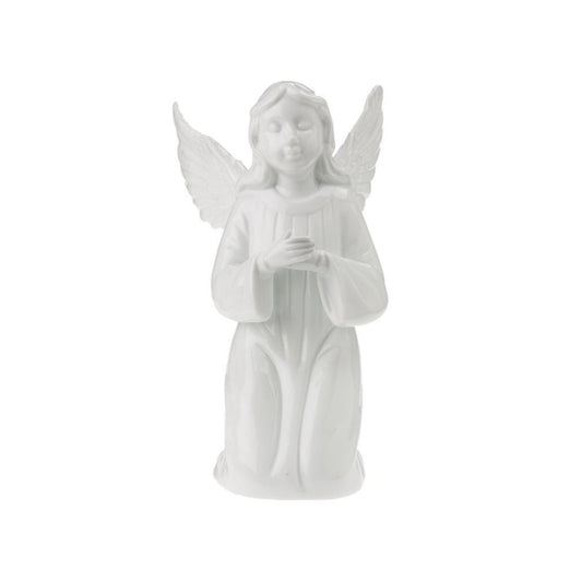 White porcelain kneeling angel night light, 7"