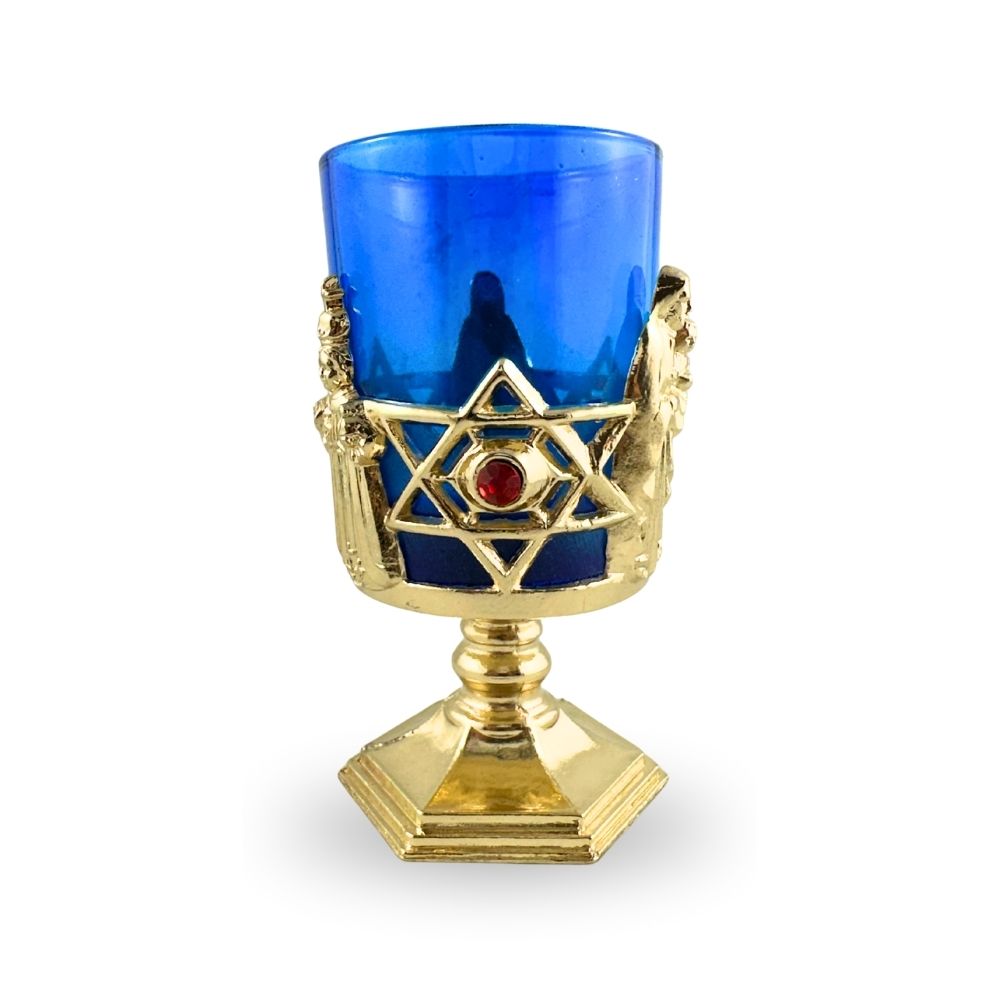 Gold vigil glass holder with glass