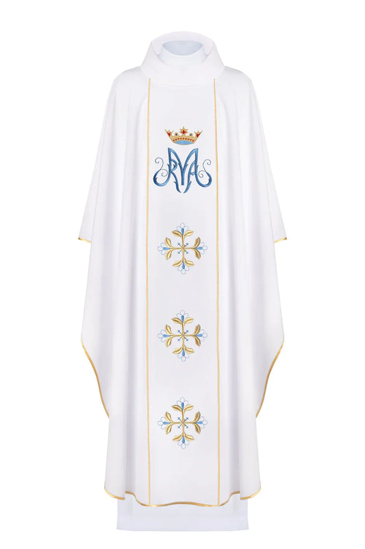 WHITE MARIAN CHASUBLE