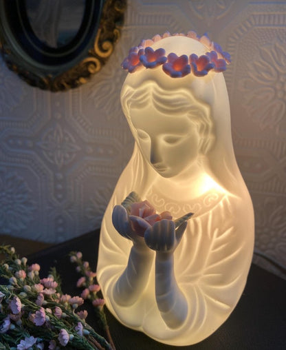Virgin Mary Night Light with Pink Crown