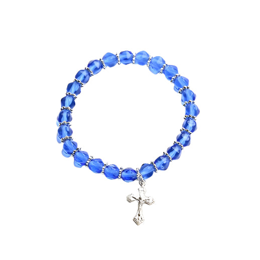Stretch Sapphire Bracelet With Silver Flower