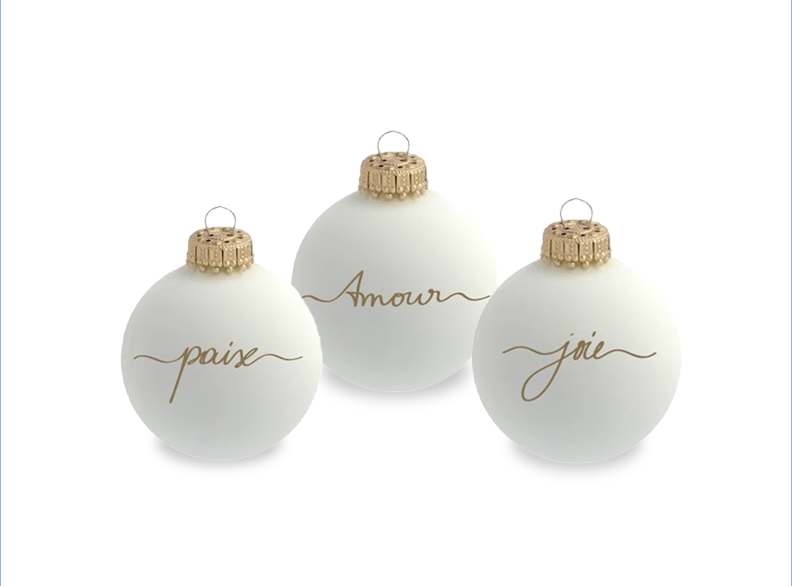 Love-Peace-Joy Glass Christmas Balls