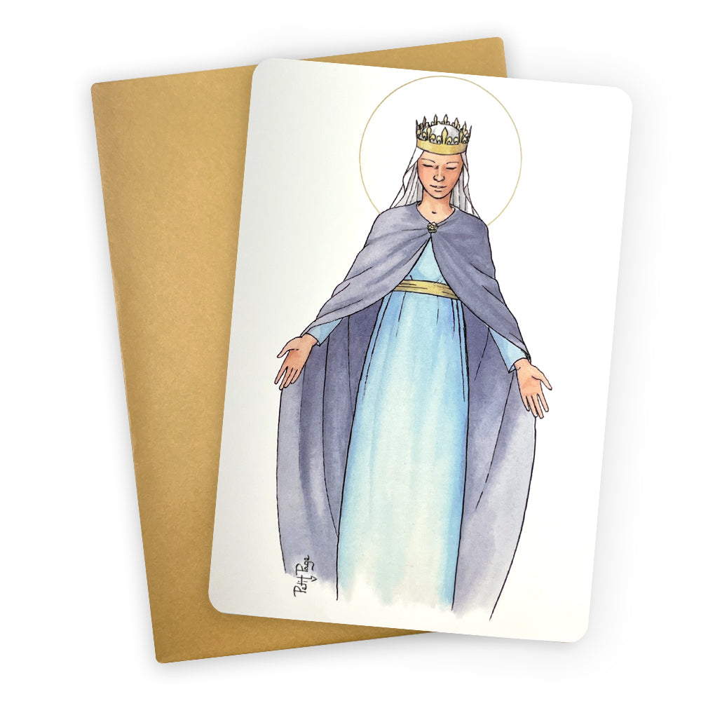 Double wish card Petit Page - Virgin with crown