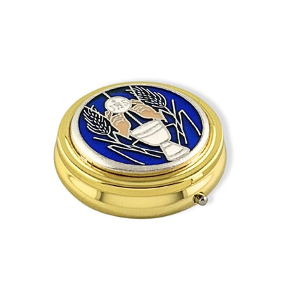 Golden pyx for communion host blue model