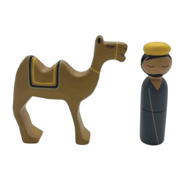 Nativity in wood Howoki dromedary and camel guide