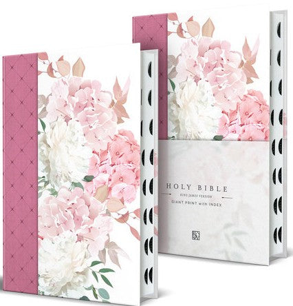 KJV Holy Bible, Giant Print Large Format, Hardcover Yellow with Flowers with Ribbon Marker, Red Letter, and Thumb Index