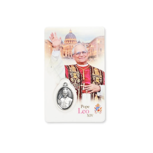 Pope Leo XIV Holy Card with medal