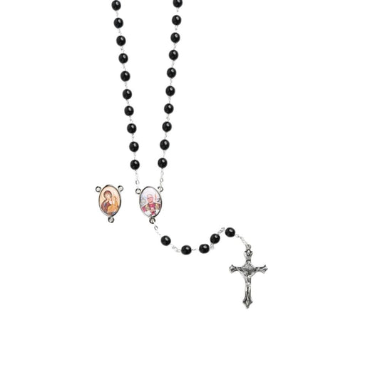 Black Pope Leo XIV Rosary with double side medal
