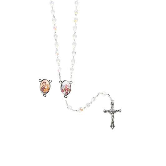 Crystal Pope Leo XIV Rosary with medal