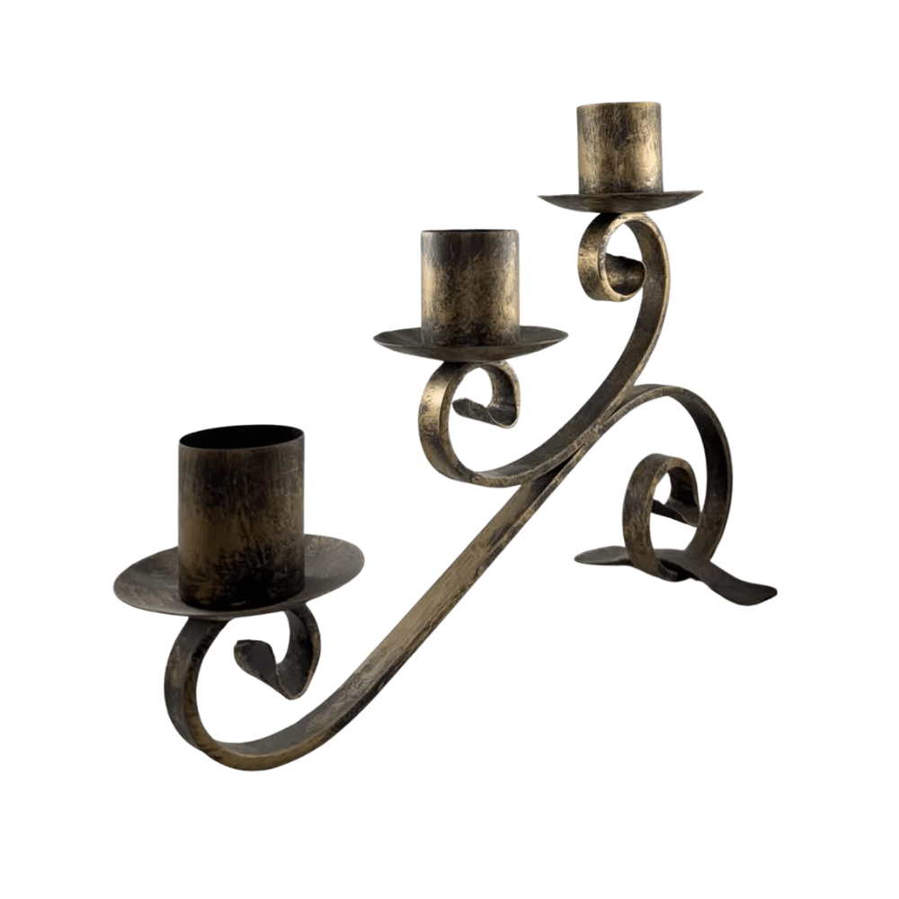 Bronze finish iron 3 branch candlestick