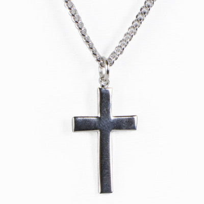 Rodium Plated Cross Necklace
