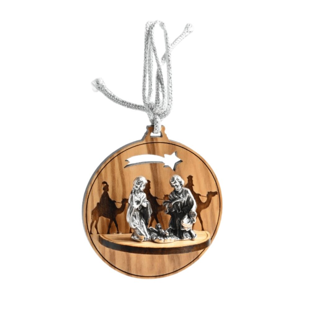 Olive wood nativity ornament with the Three Wise Men
