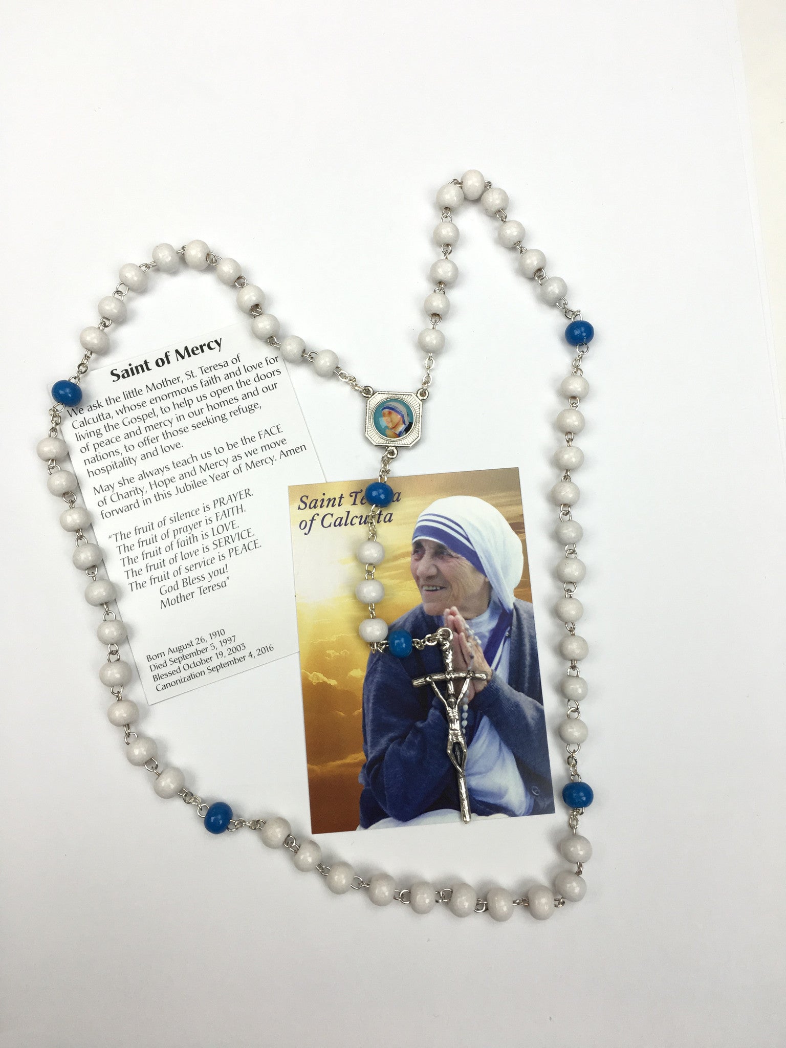 Mother Teresa Rosary and prayer card