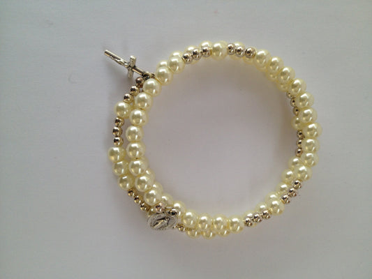 Pearl Rosary Bracelet on Wire