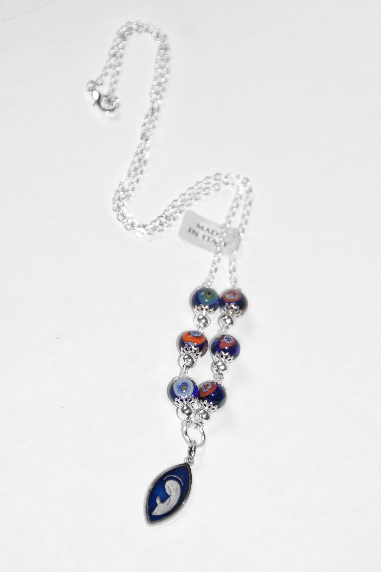 Murano Glass Necklace with Blue Pendant