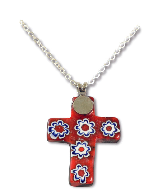 Chain with Red Murano Cross