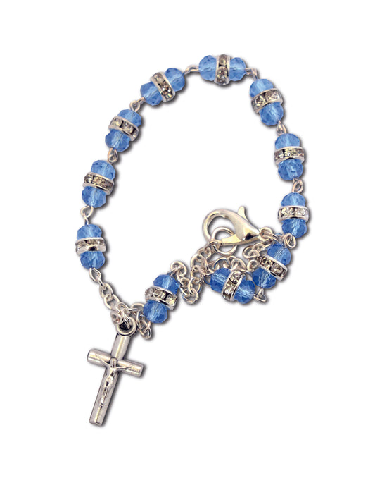 Blue Swarovski Bracelet + Cross