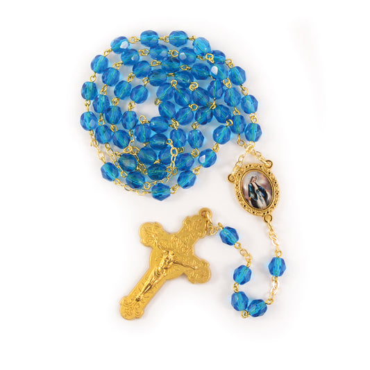 TURQUOISE AND GOLDEN ROSARY