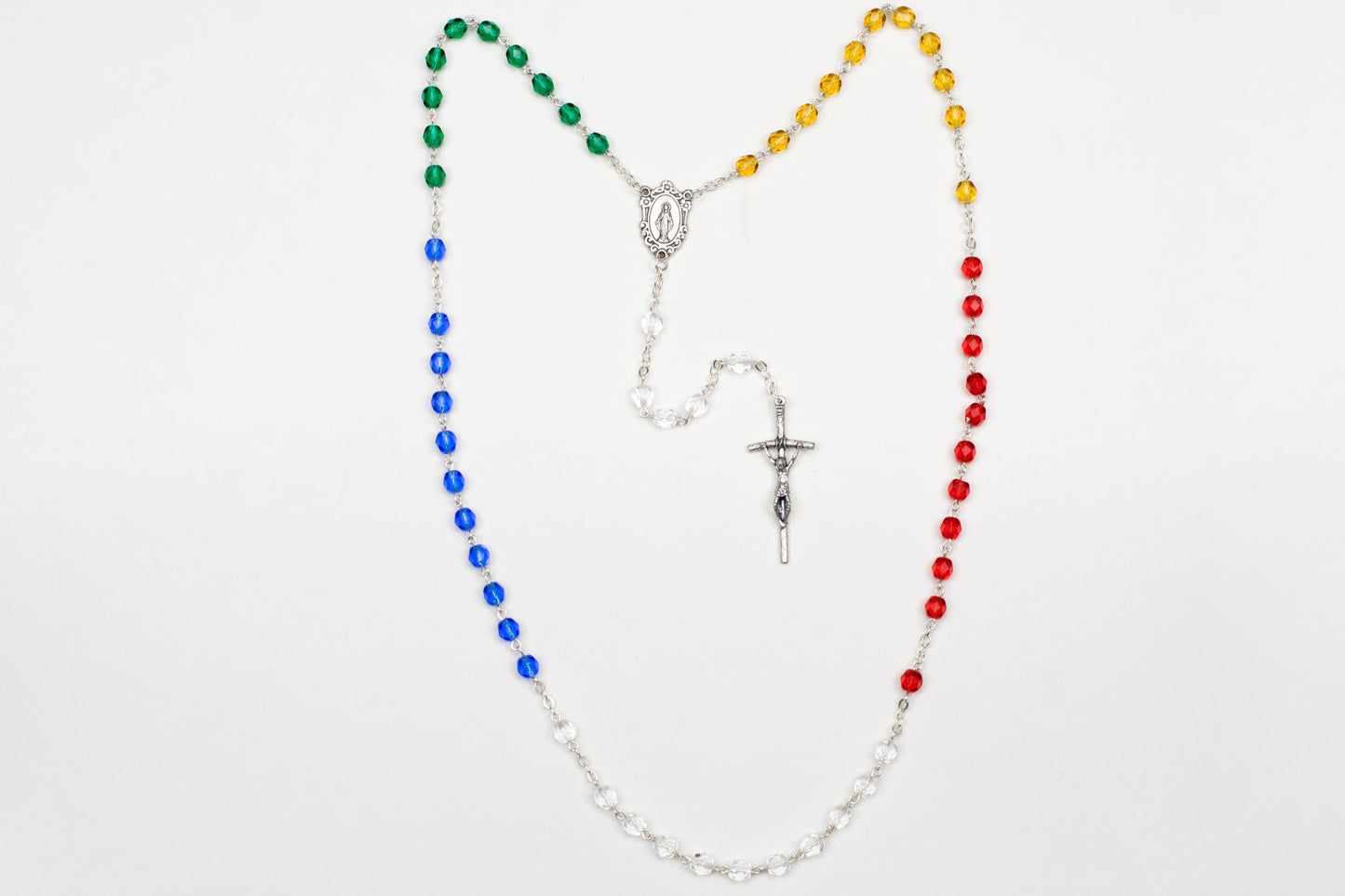 Colourful Rosary with Lady of Grace Prayer Card