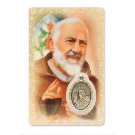 Prayer Card with Padre Pio medal