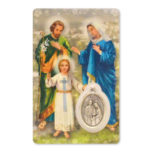 Prayer Card with medal Holy Family