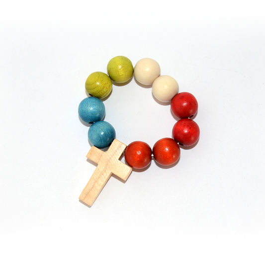 MULTICOLOUR WOODEN ONE-DECADE ROSARY