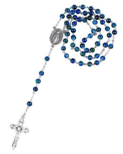 Marble Blue Glass Rosary