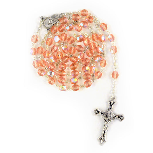 Delicate Rosary with pink crystal