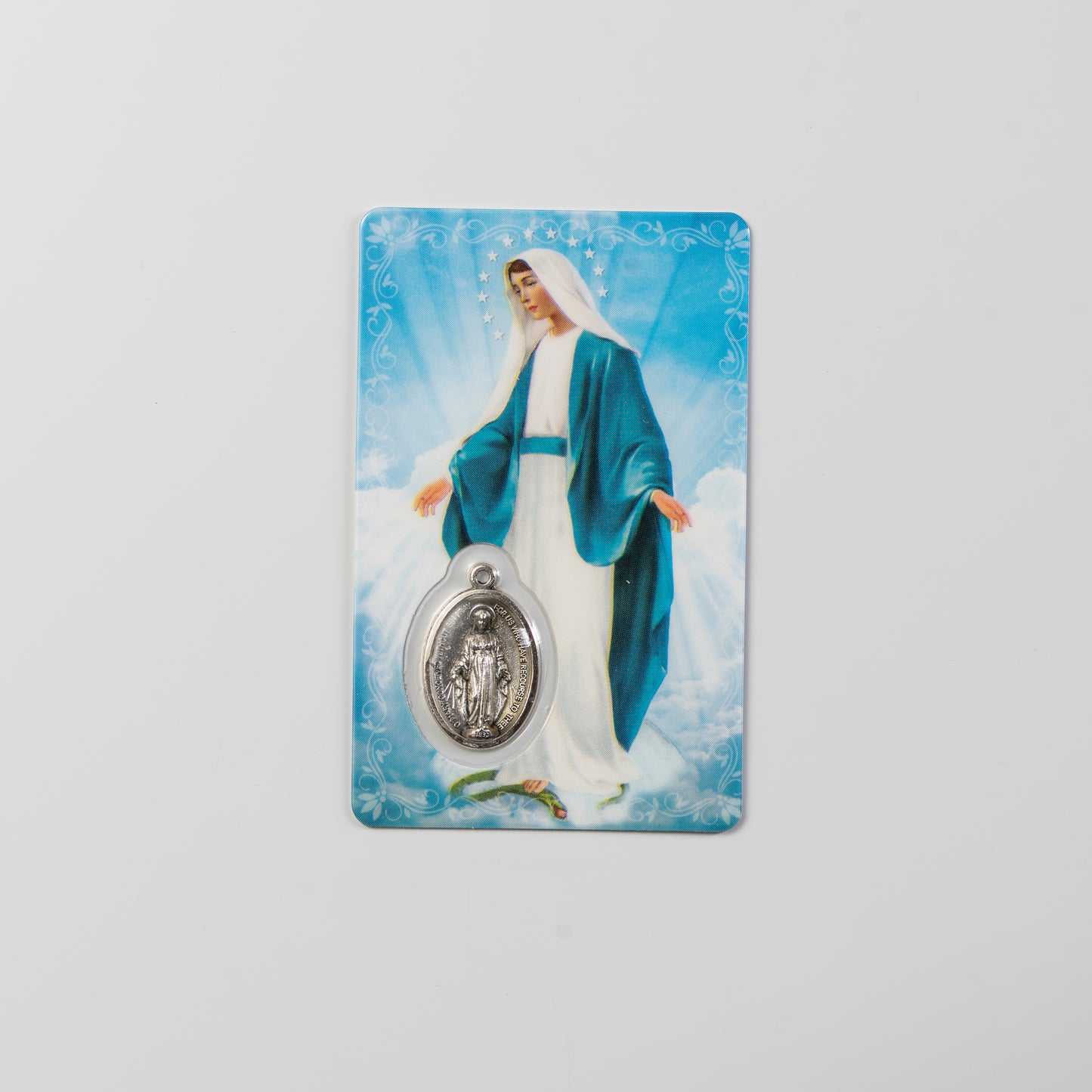 Prayer Card Hail Mary with medal