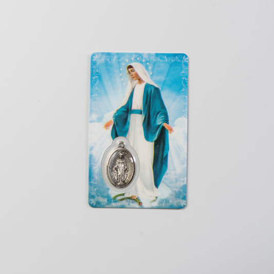 Prayer Card Hail Mary with medal