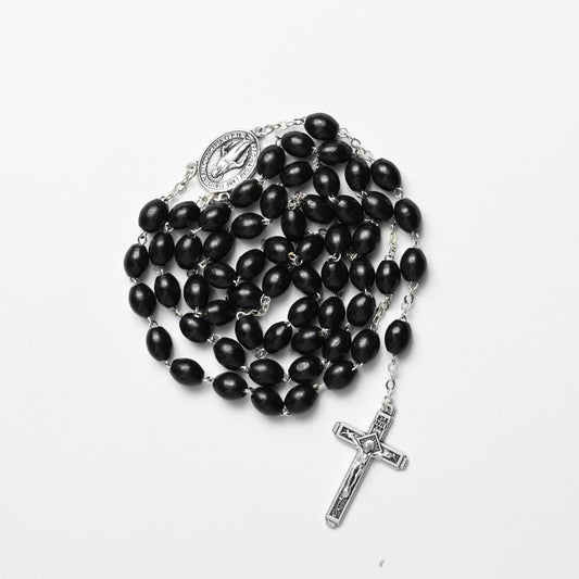 Black Rosary with Miraculous Medal