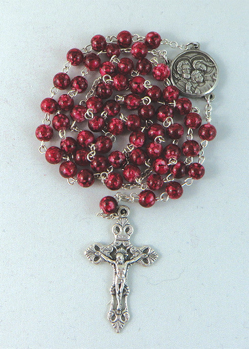 Glass Rosary Holy Family Medal