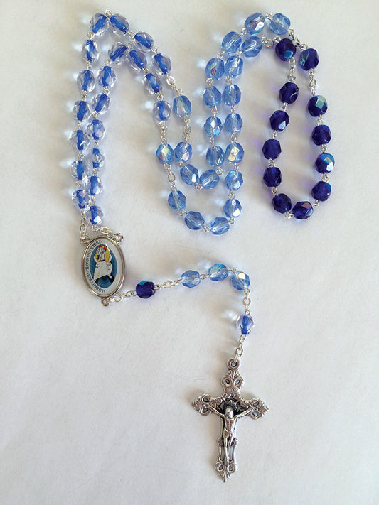 Blue Rosary with Year of Mercy Medal (English)