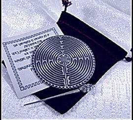 Pewter Chartres Labyrinth with card and pointer