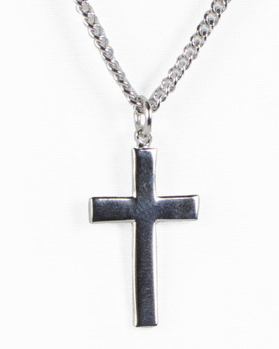 Rodium Plated Cross Necklace